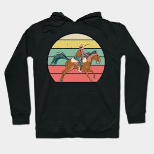 Horse Riding Sun in vintage retro style Cowgirl Hoodie